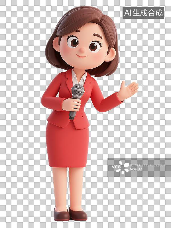 【AI数字艺术】女性博物馆讲解员手持话筒引导解说图片素材