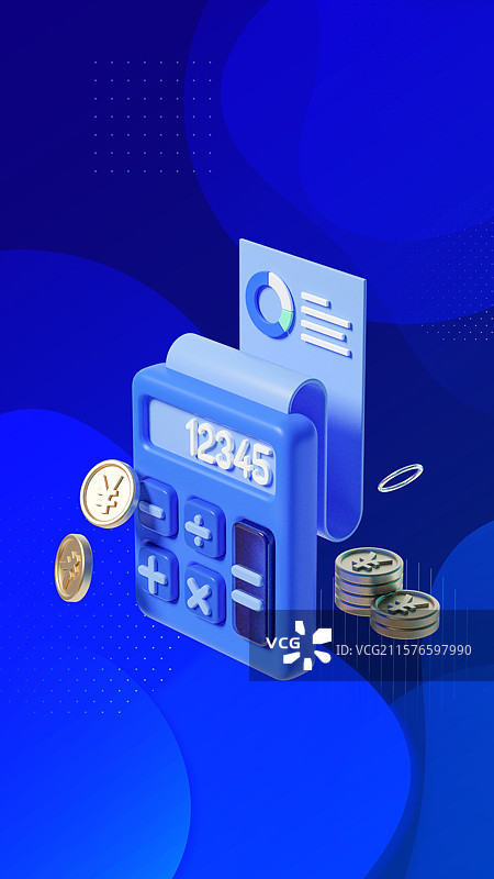 3D蓝色金融主题插画计算器图片素材