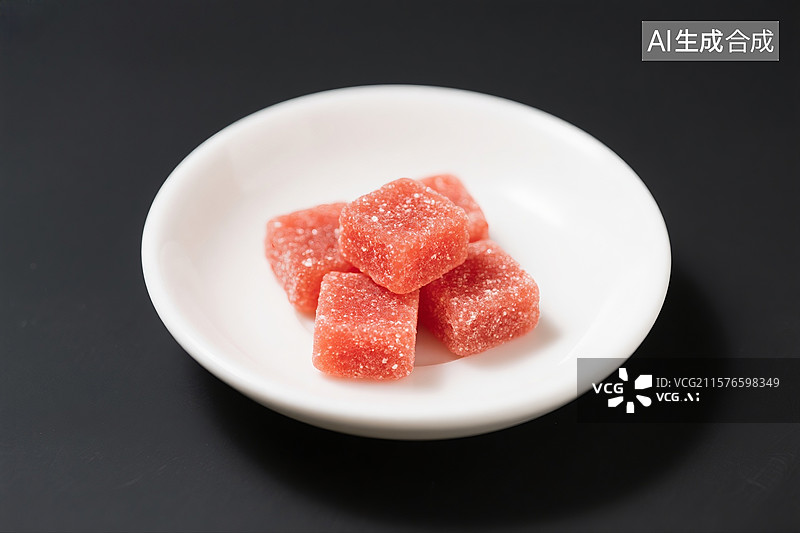【AI数字艺术】一个碟子装的红糖糖块特写图片素材