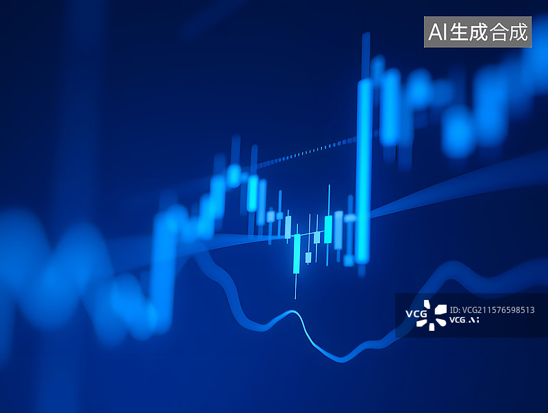 【AI数字艺术】蓝色股票行情图背景插画图片素材