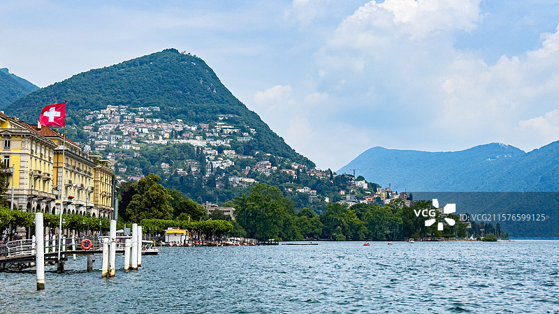 瑞士小镇卢加诺图片素材