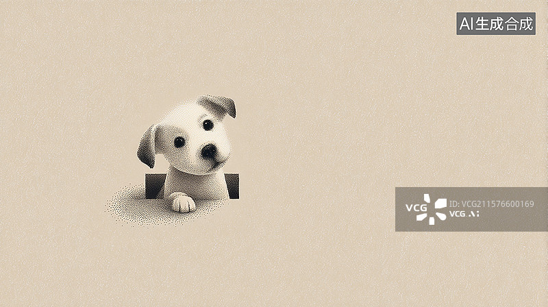 【AI数字艺术】可爱委屈的卡通小狗图片素材