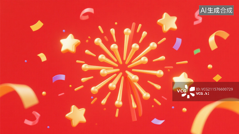 【AI数字艺术】3D三维红火绚丽的烟花背景图片素材