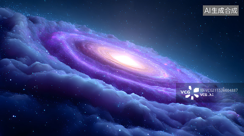 【AI数字艺术】宇宙星云诞生的旋转星系插图图片素材