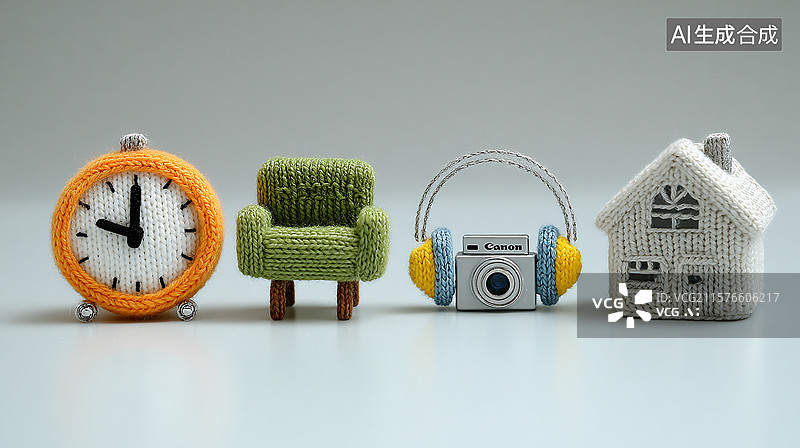 【AI数字艺术】创意编织物品的静物摆拍图片素材