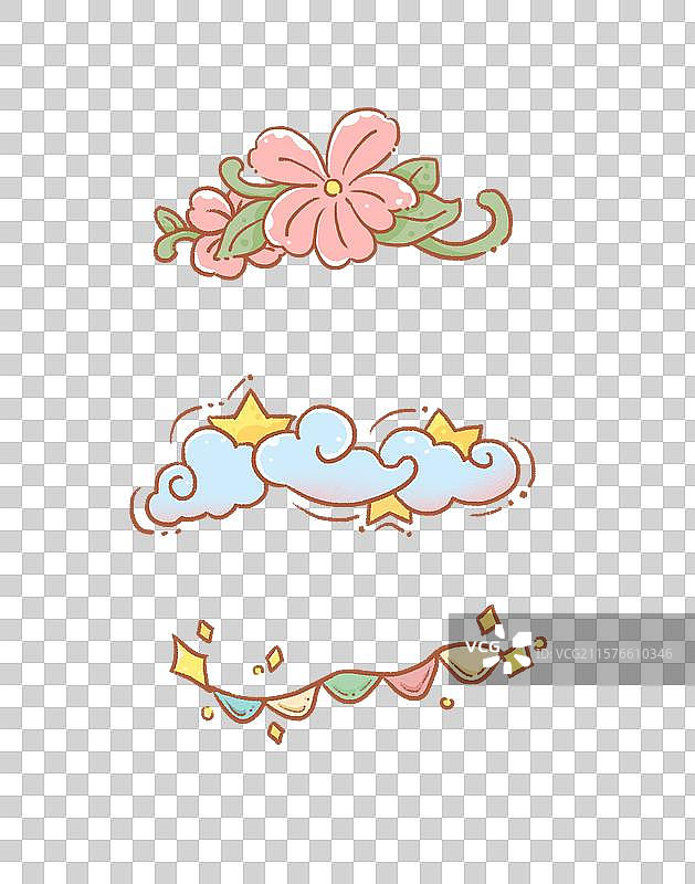 花藤云彩彩旗装饰卡通手绘免扣元素图片素材
