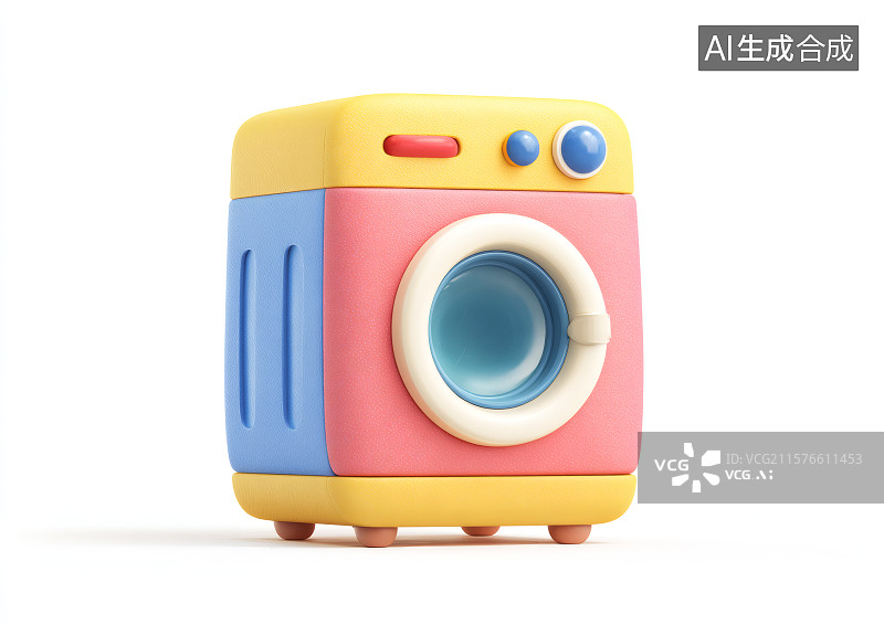 【AI数字艺术】彩色卡通洗衣机图片素材