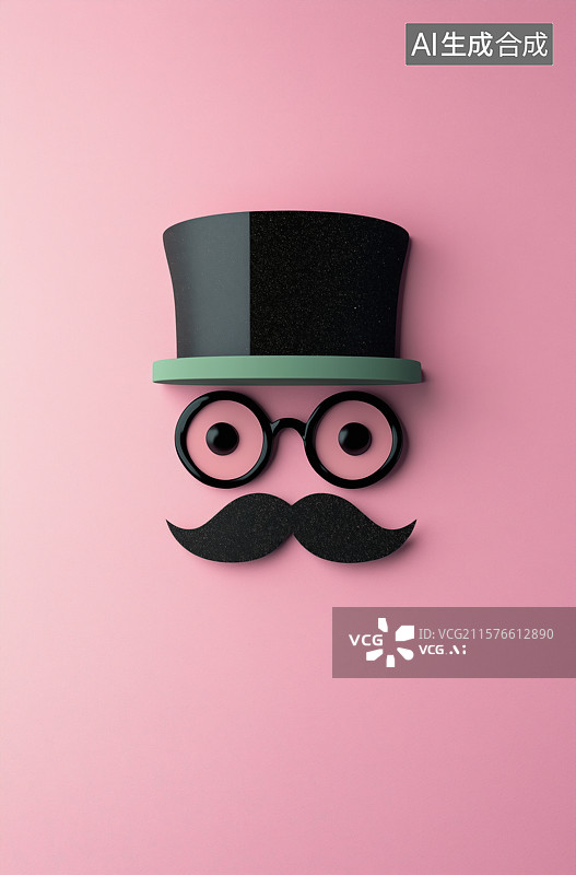 【AI数字艺术】绅士符号经典风格的胡子牛仔男士标志图片素材