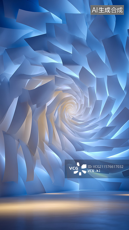 【AI数字艺术】蓝色螺旋结构的抽象艺术背景图片素材