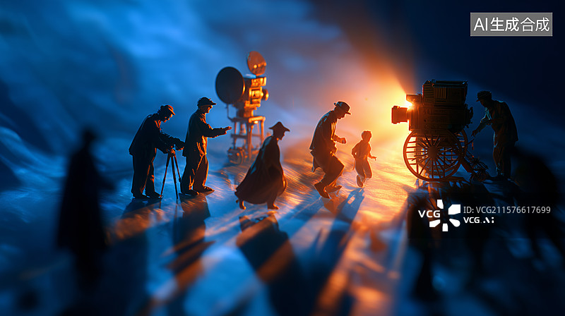 【AI数字艺术】电影拍摄现场的微型模型图片素材