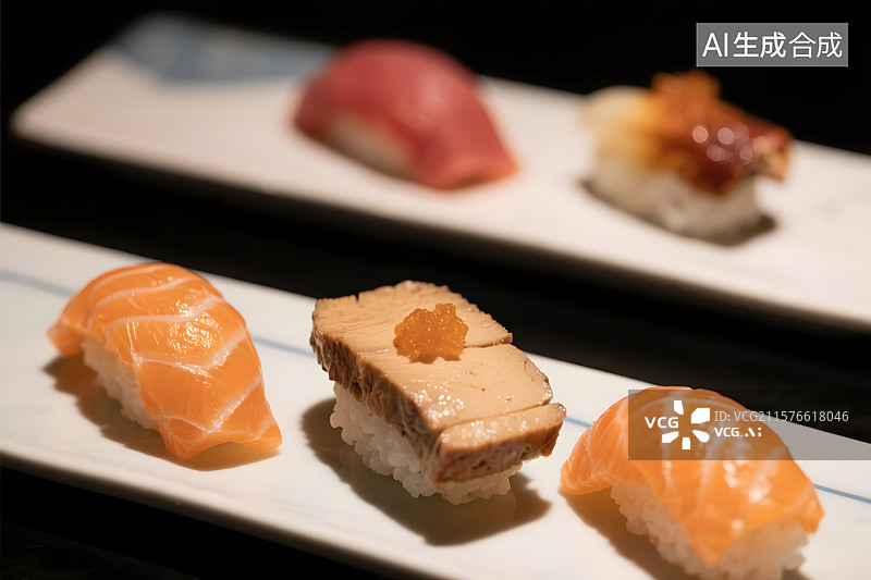 【AI数字艺术】三文鱼鹅肝寿司图片素材