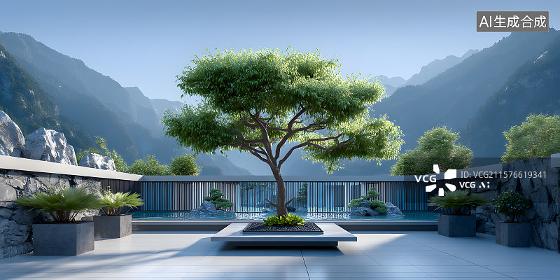 【AI数字艺术】3D未来商务空间设计背景图片素材