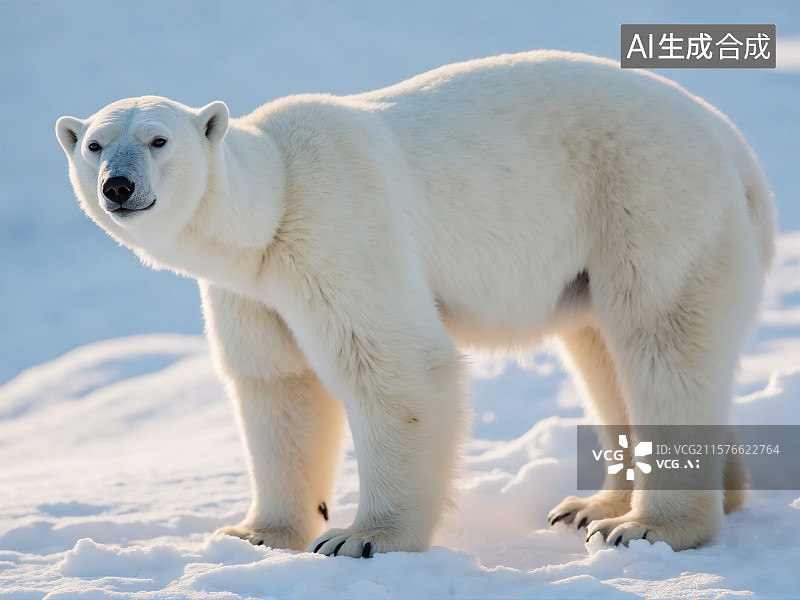 【AI数字艺术】北极熊冰雪世界中缓慢漫步图片素材
