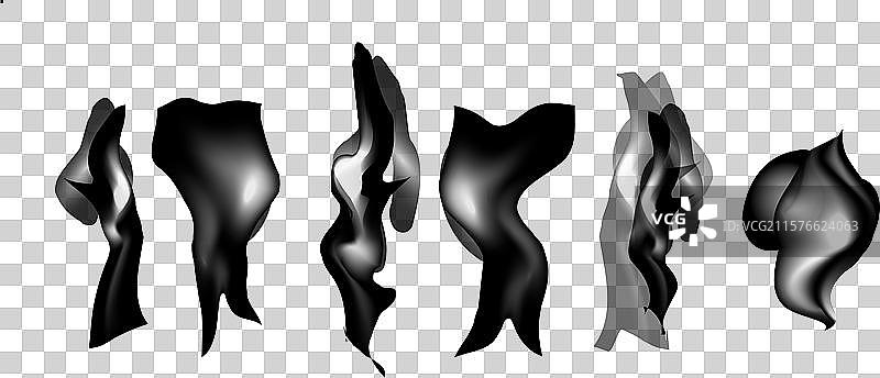 一组黑暗背景上的单色烟雾图片素材