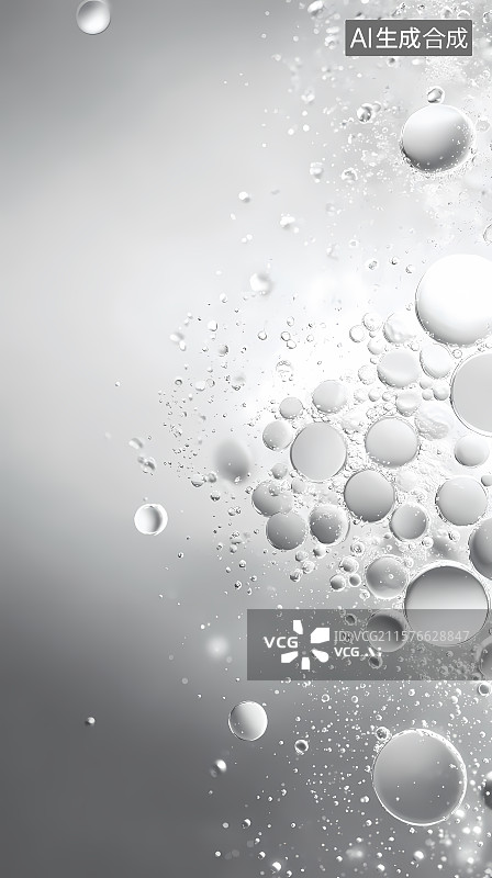 【AI数字艺术】灰白背景气泡图片素材