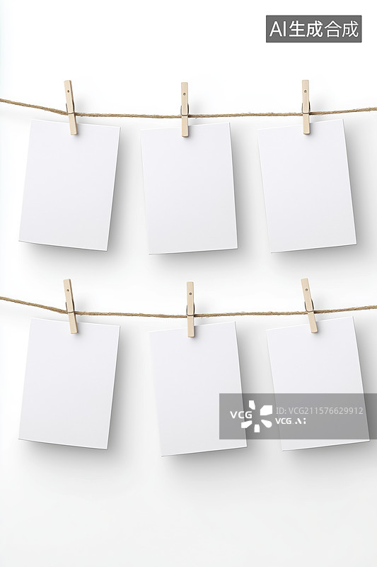 【AI数字艺术】空白照片纸悬挂展示图片素材