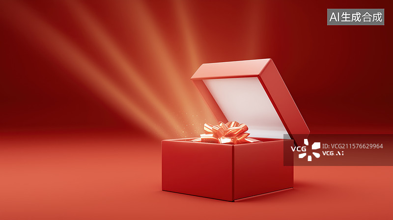 【AI数字艺术】打开发光的礼物盒子图片素材