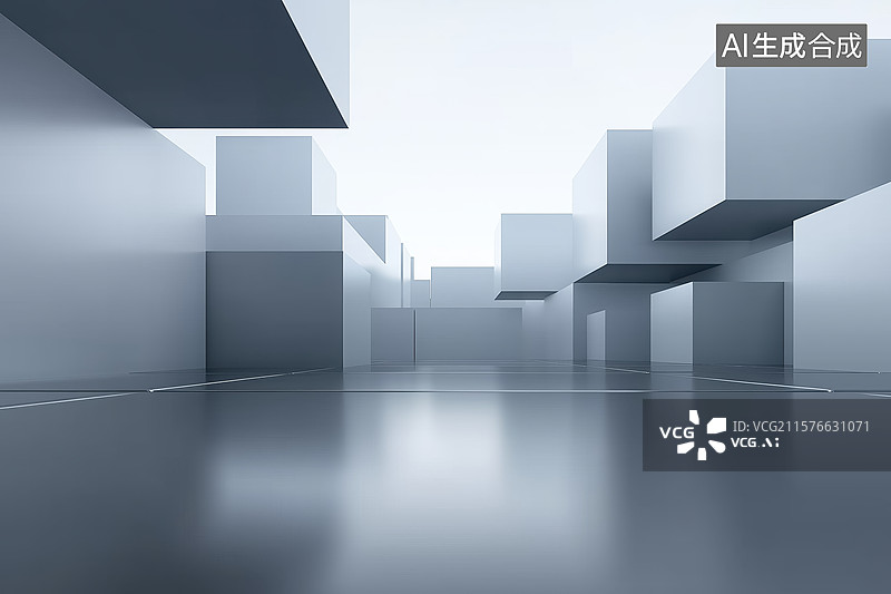 【AI数字艺术】抽象立方体空间图片素材