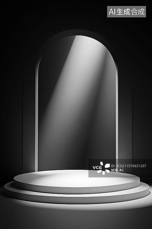 【AI数字艺术】产品展台和光束图片素材
