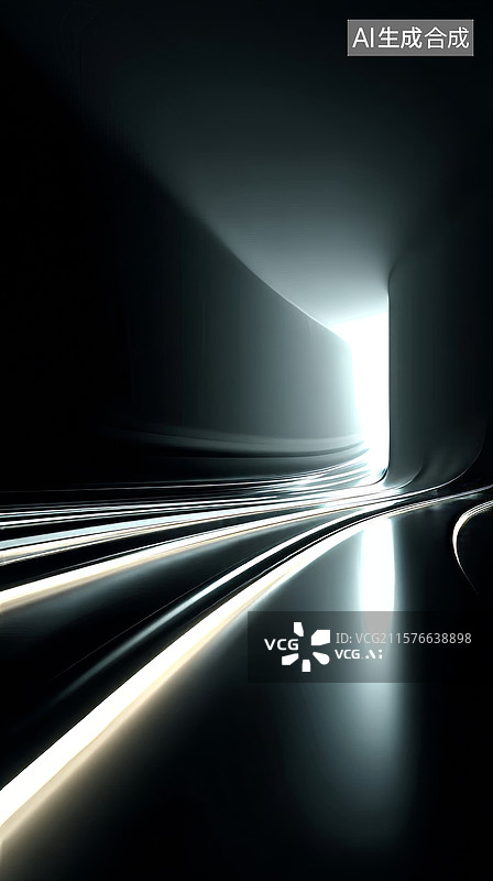 【AI数字艺术】未来感光线走廊图片素材