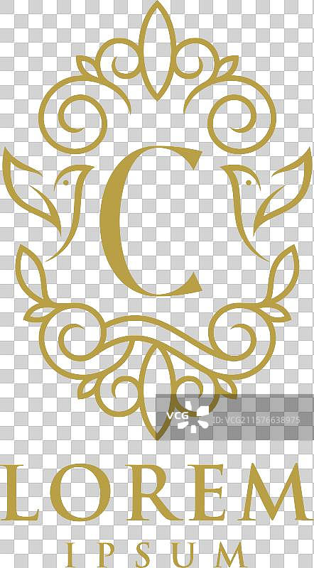 装饰性自然字母C标志模板图片素材