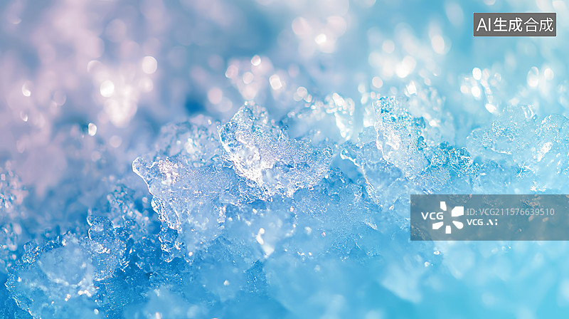 【AI数字艺术】夏天清凉薄荷冰沙蓝色背景图片素材