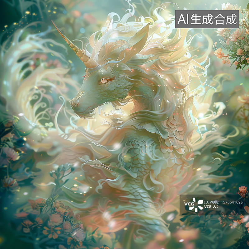 【AI数字艺术】山海神兽白泽现身林间山海图片素材