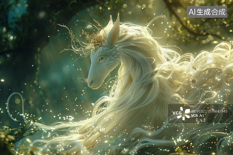 【AI数字艺术】山海神兽白泽现身林间山海图片素材