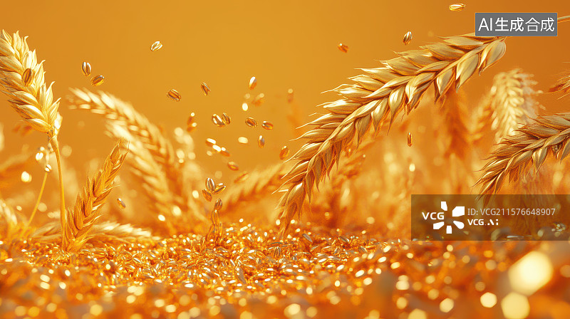 【AI数字艺术】​​金色麦田丰收田园风光图​​图片素材