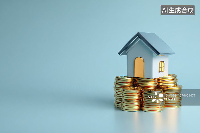 【AI数字艺术】金栈筑家：财富锚点的置业隐喻图片素材