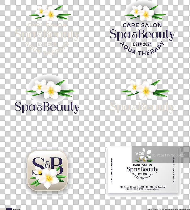 水疗美容标志身份字母花卉图片素材