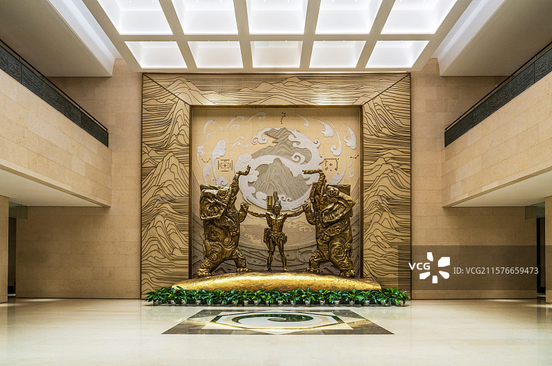 河南，郑州，河南博物院，华豫之门，雕塑，博物馆，室内空间图片图片素材