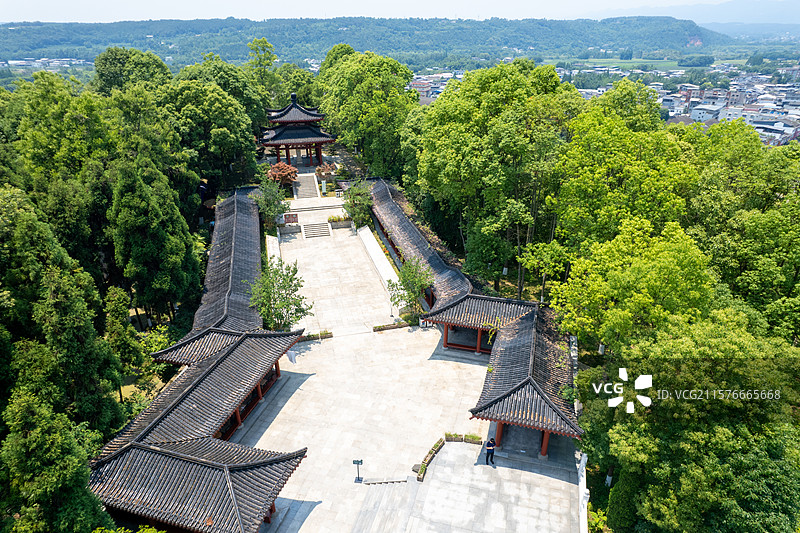 四川绵阳市青莲镇李白故里大鹏亭航拍图片素材