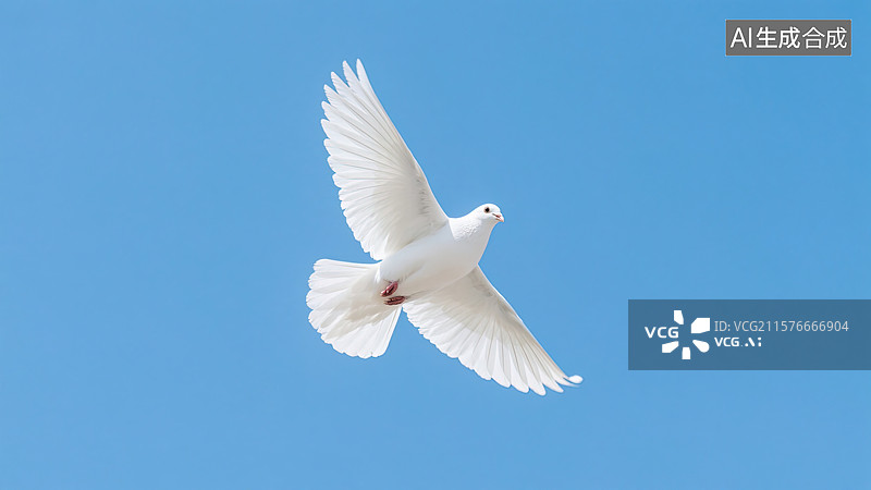 【AI数字艺术】和平鸽翱翔蓝天图片素材