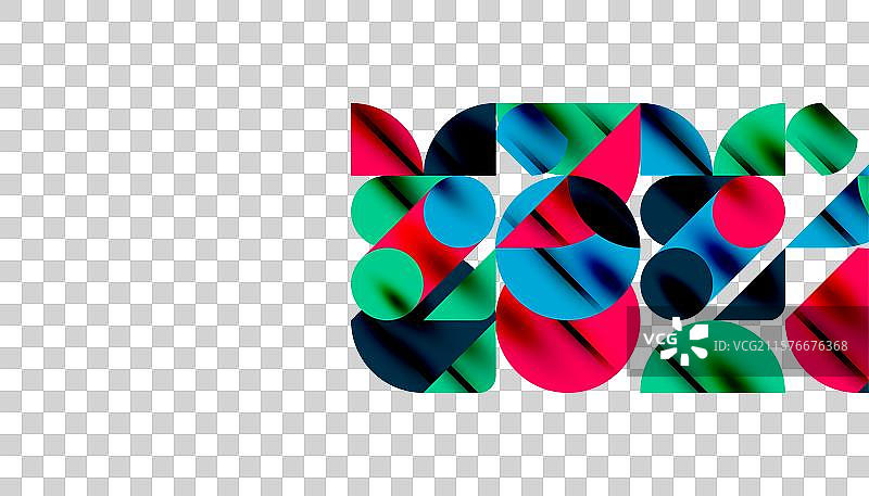 色彩斑斓的圆形、半圆形和方形图片素材