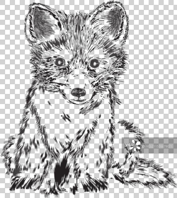 手绘的小狐狸动物艺术图片素材