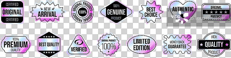 一套时尚的彩虹全息标签图片素材