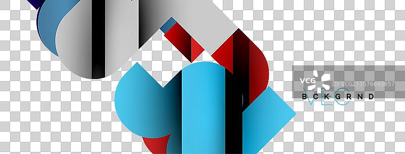 白色背景上的彩色曲线几何形状图片素材