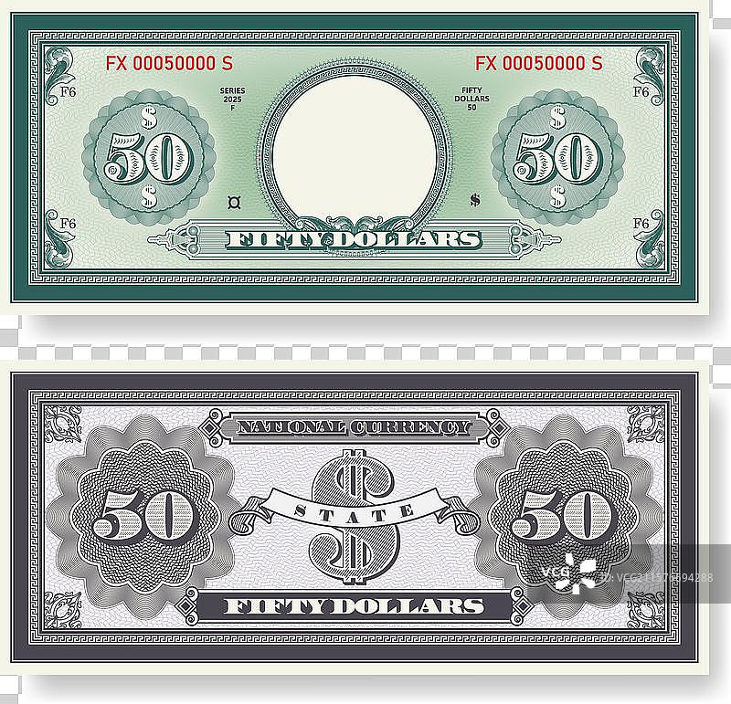 虚构的美丽50美元钞票图片素材