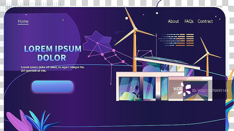 环保房屋与风力涡轮机可持续发展图片素材