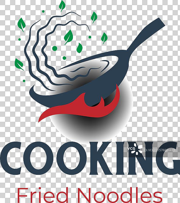 带有锅和厨师元素的烹饪食品标志图片素材