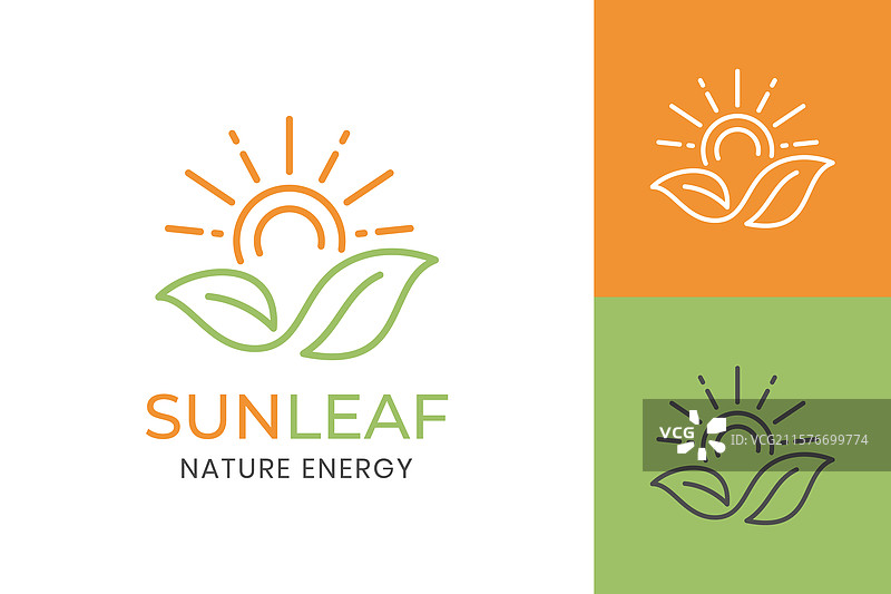 有机绿色的生态叶子太阳标志图标图片素材