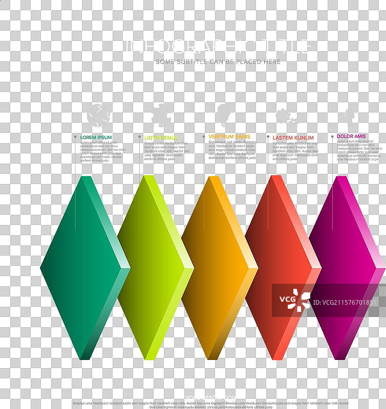 五个水平桌子的 инфографика 模板图片素材