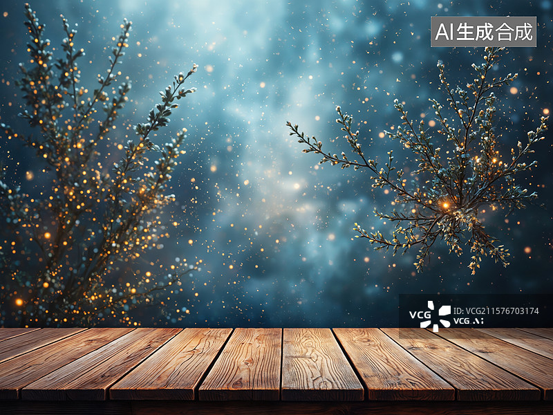【AI数字艺术】梦幻星空木桌图片素材