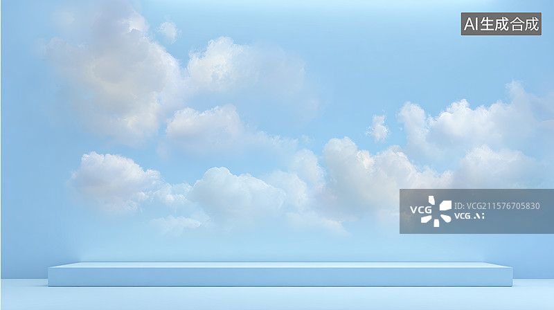 【AI数字艺术】浅蓝色天空和云朵图片素材