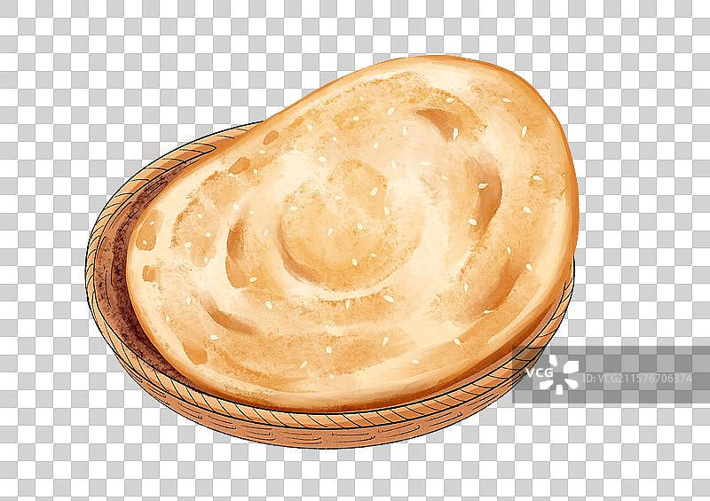锅盔干馍陕西特色美食手绘风格插画元素图片素材