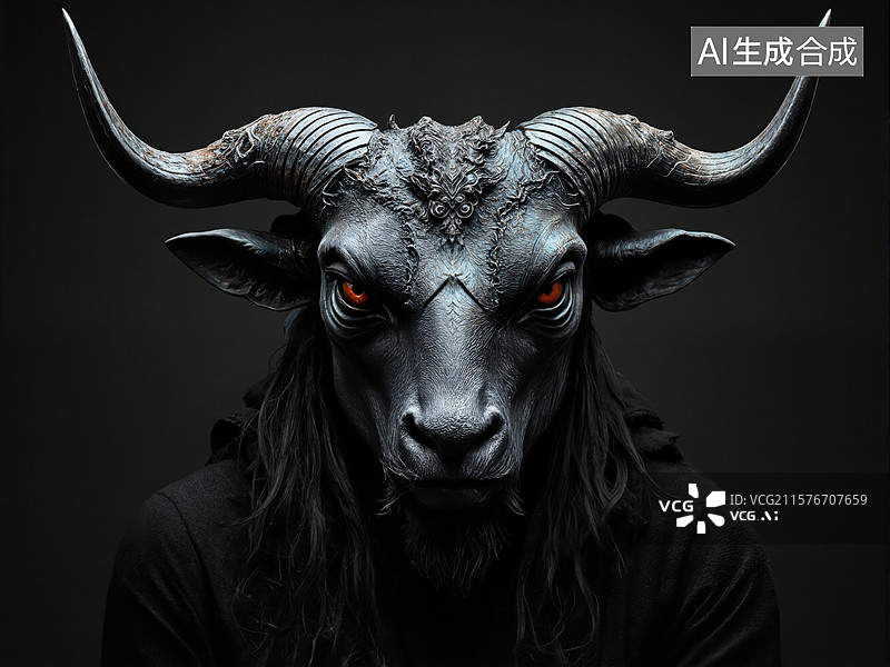 【AI数字艺术】黑暗中的牛头人图片素材