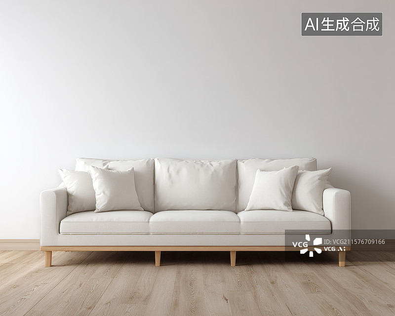 【AI数字艺术】白色沙发配多抱枕图片素材