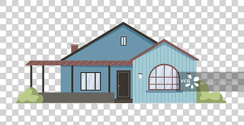 乡村小屋外观住宅建筑立面图片素材