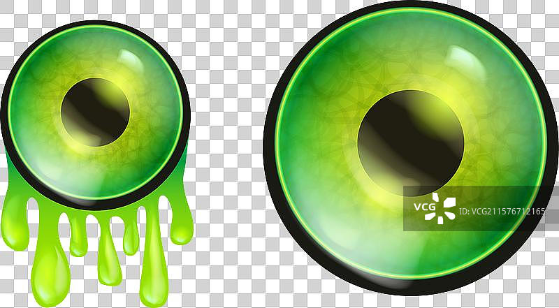 绿色僵尸眼睛上有粘液，孤立在背景上图片素材